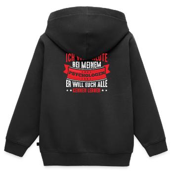 Mein Psychologe will euch alle kennenlernen - Kinder Premium Organic Zip Hoodie - Schwarz - Hinten - AI Model Kid Male (0cm)