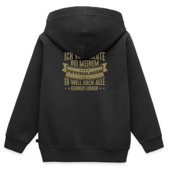 Mein Psychologe will euch alle kennenlernen - Kinder Premium Organic Zip Hoodie - Schwarz - Hinten - AI Model Kid Male (0cm)