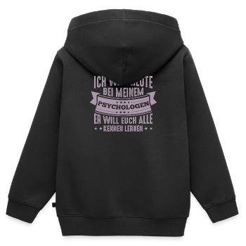 Mein Psychologe will euch alle kennenlernen - Kinder Premium Organic Zip Hoodie - Schwarz - Hinten - AI Model Kid Male (0cm)