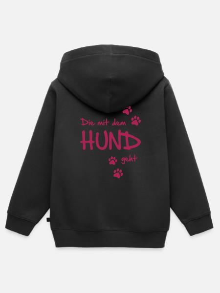 Die mit dem Hund geht - Kinder Premium Organic Zip Hoodie - Schwarz