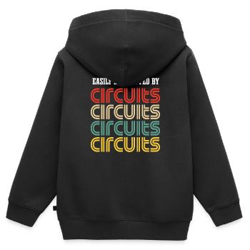 Abgelenkt durch Stromkreise Spannung Handwerker - Kinder Premium Organic Zip Hoodie - Schwarz - Hinten - AI Model Kid Male (0cm)