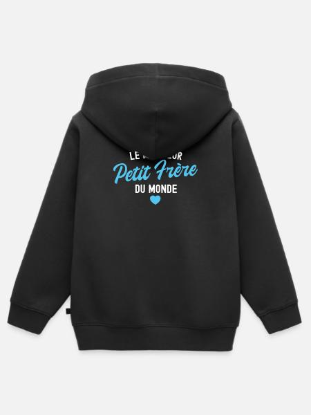 le meilleur petit frère du monde - Sweat Premium à capuche zippé enfant bio - noir