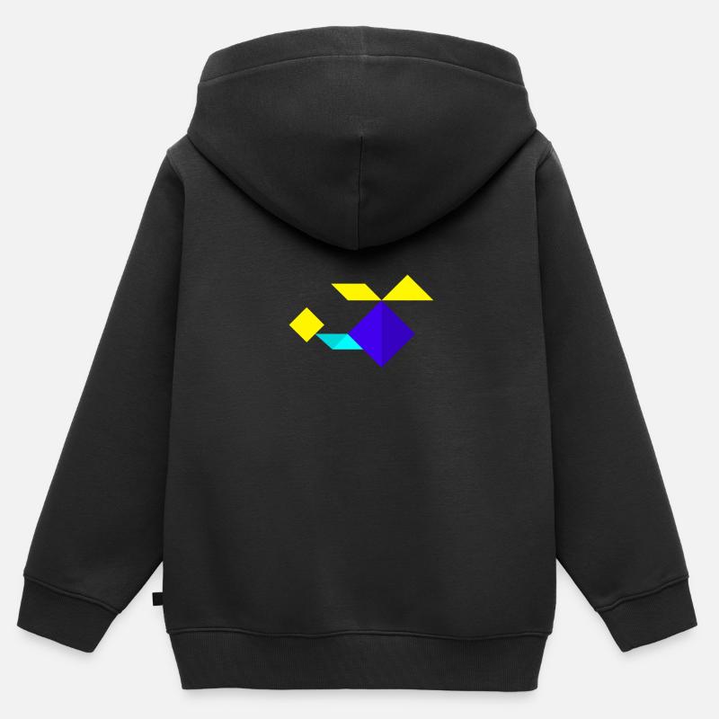 Hélicoptère - Tangram - Sweat Premium à capuche zippé enfant bio - noir