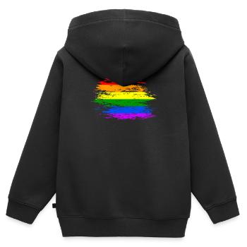 Rainbow Flag Used - Kids Premium Organic Zip-up Hoodie - black - Back - AI Model Kid Male (0cm)