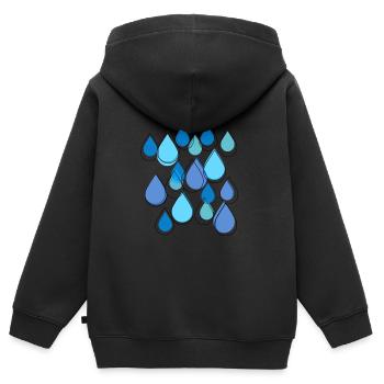 Regen, Tropfen, Regentropfen, blau - Kinder Premium Organic Zip Hoodie - Schwarz - Hinten - AI Model Kid Male (0cm)