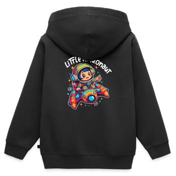 Petit astronaute dans la bande dessinée animée du vaisseau spatial - Sweat Premium à capuche zippé enfant bio - noir - Dos - AI Model Kid Male (0cm)