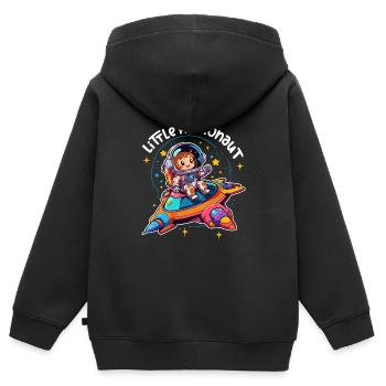 Kleine Astronautin in buntem Raumschiff - Kinder Premium Organic Zip Hoodie - Schwarz - Hinten - AI Model Kid Male (0cm)