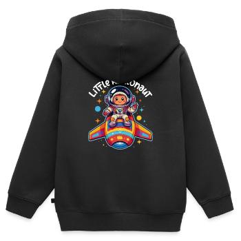 Petit astronaute dans un vaisseau spatial coloré dans l’espace - Sweat Premium à capuche zippé enfant bio - noir - Dos - AI Model Kid Male (0cm)