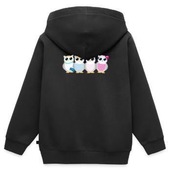 Eulen - Kinder Premium Organic Zip Hoodie - Schwarz - Hinten - AI Model Kid Male (0cm)