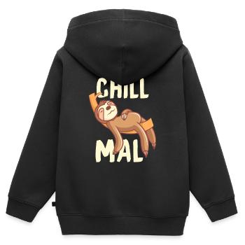 Chill paresseux cadeau relaxant et rafraîchissant - Sweat Premium à capuche zippé enfant bio - noir - Dos - AI Model Kid Male (0cm)