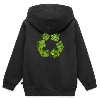 Recycle Umweltschutz Natur Wald Recycling - Kinder Premium Organic Zip Hoodie - Schwarz - Hinten - AI Model Kid Male (0cm)