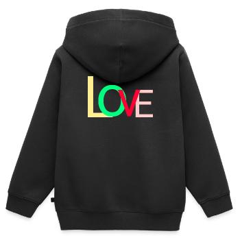Love - Kinder Premium Organic Zip Hoodie - Schwarz - Hinten - AI Model Kid Male (0cm)