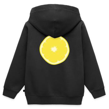 Zitrone - Kinder Premium Organic Zip Hoodie - Schwarz - Hinten - AI Model Kid Male (0cm)