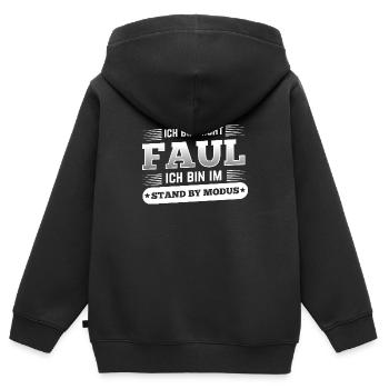 Nicht faul im Standby-Modus Spruch - Kinder Premium Organic Zip Hoodie - Schwarz - Hinten - AI Model Kid Male (0cm)