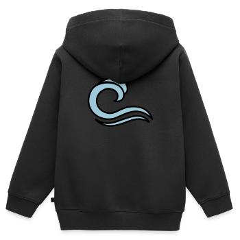 Wellen - Kinder Premium Organic Zip Hoodie - Schwarz - Hinten - AI Model Kid Male (0cm)