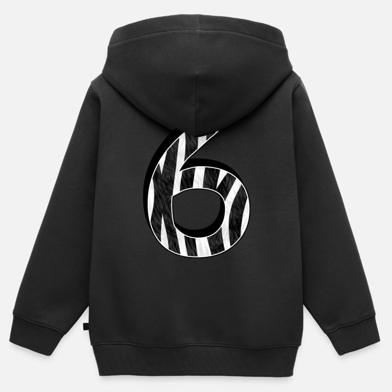 Zebra six 6 anniversaire - Sweat Premium à capuche zippé enfant bio - noir