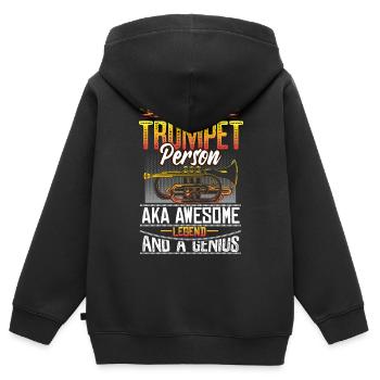 Concert d’instruments de trompette - Sweat Premium à capuche zippé enfant bio - noir - Dos - AI Model Kid Male (0cm)