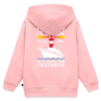 Penser à Lighthouse Lovers Lighthouse - Sweat Premium à capuche zippé enfant bio - rose - Dos - AI Model Kid Female (0cm)