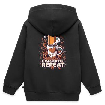 The Creative Cycle - Chaos Coffee Repeat - Kids Premium Organic Zip-up Hoodie - black - Back - AI Model Kid Male (0cm)