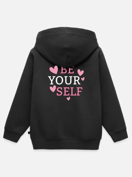 be yourself - Kinder Premium Organic Zip Hoodie - Schwarz