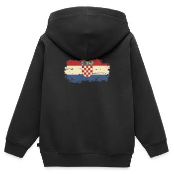 Kroatien Kroatisch Hrvatska Kroaten Kroaten Kroaten - Kinder Premium Organic Zip Hoodie - Schwarz - Hinten - AI Model Kid Male (0cm)