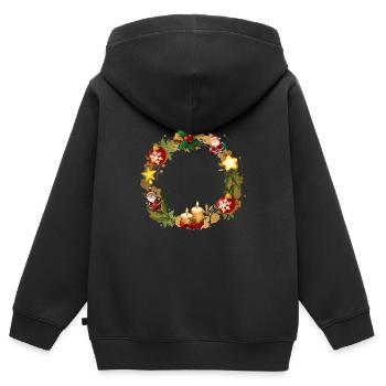 Advent Season, Wreath, Advent Wreath, Christmas - Kids Premium Organic Zip-up Hoodie - black - Back - AI Model Kid Male (0cm)