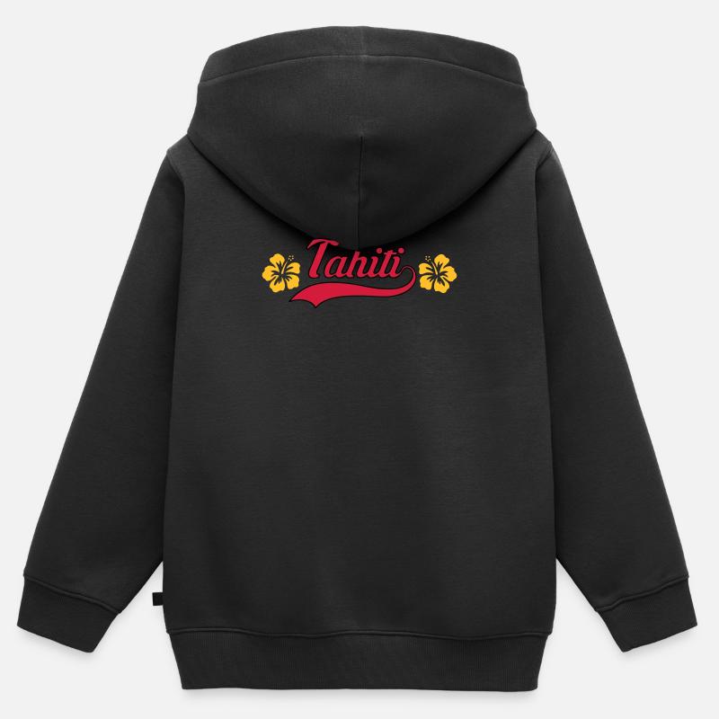 Tahiti hibiscus - Sweat Premium à capuche zippé enfant bio - noir