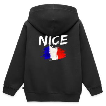 Nice France Drapeau Nice - Sweat Premium à capuche zippé enfant bio - noir - Dos - AI Model Kid Male (0cm)