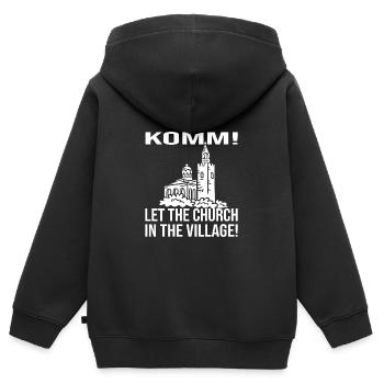 Denglisch - Kinder Premium Organic Zip Hoodie - Schwarz - Hinten - AI Model Kid Male (0cm)