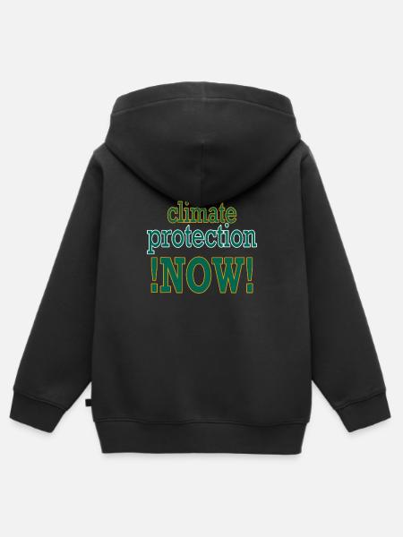climate-protection-!NOW! - Kinder Premium Organic Zip Hoodie - Schwarz