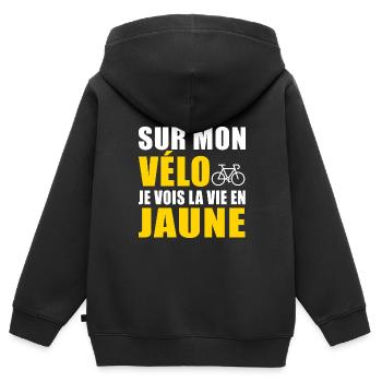 Vélo Cadeau Humour velo vélos velos - Sweat Premium à capuche zippé enfant bio - noir - Dos - AI Model Kid Male (0cm)