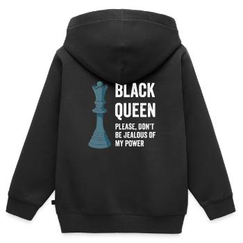 Schachkönigin Schwarzer Geschichtsmonat Afroamerik - Kinder Premium Organic Zip Hoodie - Schwarz - Hinten - AI Model Kid Male (0cm)