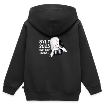 punks,sylt,ticket,punk,tauben,graffiti,emo - Kinder Premium Organic Zip Hoodie - Schwarz - Hinten - AI Model Kid Male (0cm)