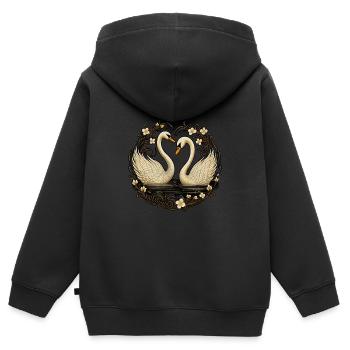 Cygne - Sweat Premium à capuche zippé enfant bio - noir - Dos - AI Model Kid Male (0cm)