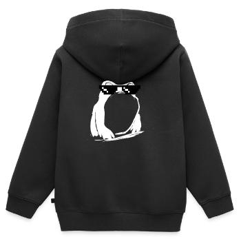 Frosch,schwarz, illustration, stencil,sonnenbrille - Kinder Premium Organic Zip Hoodie - Schwarz - Hinten - AI Model Kid Male (0cm)
