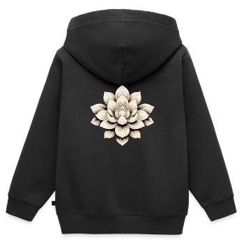 Lotus Blossom - Kids Premium Organic Zip-up Hoodie - black - Back - AI Model Kid Male (0cm)