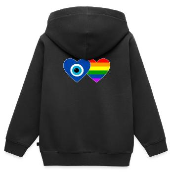 Nazar Bead Rainbow Flag - Kids Premium Organic Zip-up Hoodie - black - Back - AI Model Kid Male (0cm)
