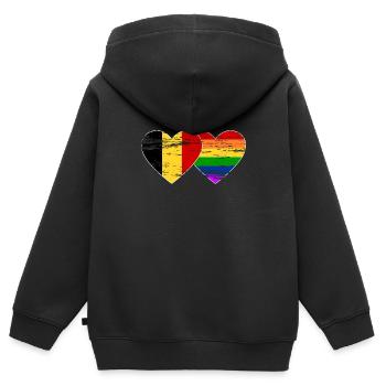 Drapeau arc-en-ciel de Belgique utilisé - Sweat Premium à capuche zippé enfant bio - noir - Dos - AI Model Kid Male (0cm)