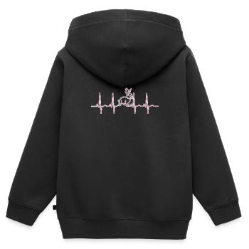 Hase Herzfrequenz - Kinder Premium Organic Zip Hoodie - Schwarz - Hinten - AI Model Kid Male (0cm)