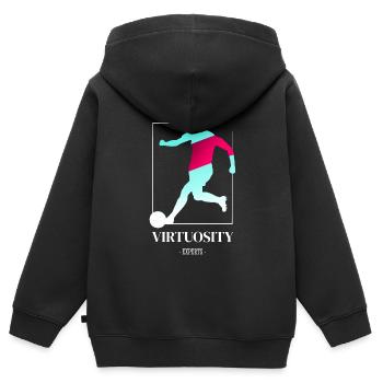 Virtuoser Frauenfußball - Kinder Premium Organic Zip Hoodie - Schwarz - Hinten - AI Model Kid Male (0cm)