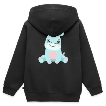 Hippo Familie Mutter Baby T-Shirt - Kinder Premium Organic Zip Hoodie - Schwarz - Hinten - AI Model Kid Male (0cm)