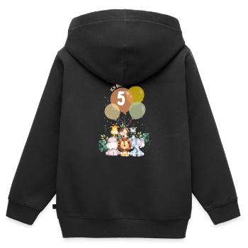 wilde fünf Safari Geburtstag Tiere Motto Kinder - Kinder Premium Organic Zip Hoodie - Schwarz - Hinten - AI Model Kid Male (0cm)