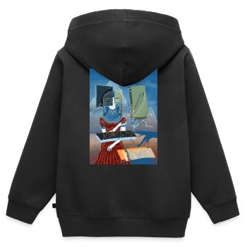 Les collines - Sweat Premium à capuche zippé enfant bio - noir - Dos - AI Model Kid Male (0cm)