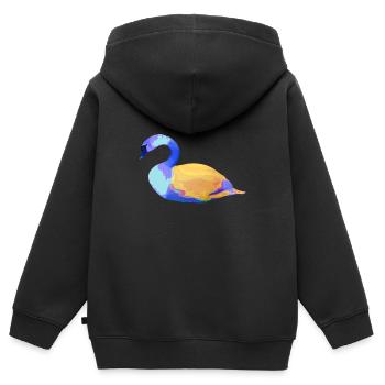 cygne, coloré, peinture, illustration - Sweat Premium à capuche zippé enfant bio - noir - Dos - AI Model Kid Male (0cm)