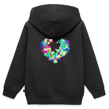 blumenherz,bunt, Blätter, bunte Blätter - Kinder Premium Organic Zip Hoodie - Schwarz - Hinten - AI Model Kid Male (0cm)