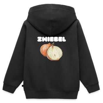 Zwiebel - Kinder Premium Organic Zip Hoodie - Schwarz - Hinten - AI Model Kid Male (0cm)