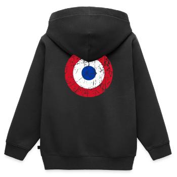Französische Kokarde - Kinder Premium Organic Zip Hoodie - Schwarz - Hinten - AI Model Kid Male (0cm)