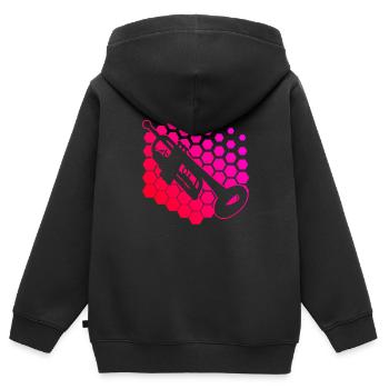 Trompeten Spieler Damen Trompetenspieler - Kinder Premium Organic Zip Hoodie - Schwarz - Hinten - AI Model Kid Male (0cm)