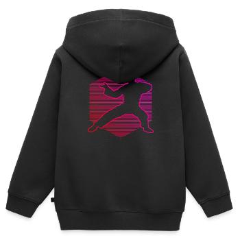 Herren Kampfsport Damen Wushu Kungfu Kung Fu - Kinder Premium Organic Zip Hoodie - Schwarz - Hinten - AI Model Kid Male (0cm)