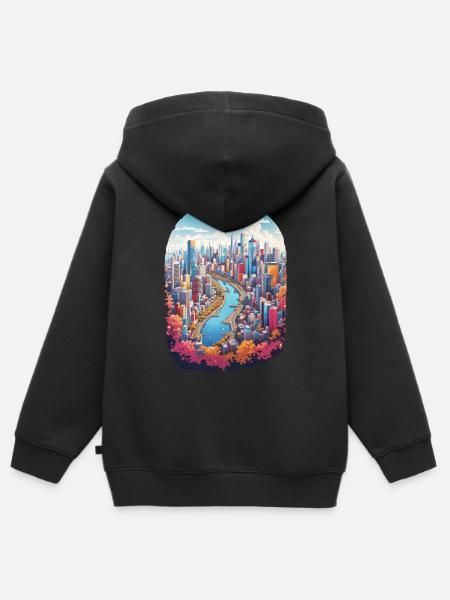 Stadt Landschaft - Kinder Premium Organic Zip Hoodie - Schwarz